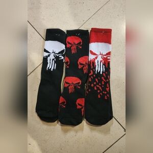 Marvel Punisher Crew Socks Lot of 3 Pairs Adult One Size